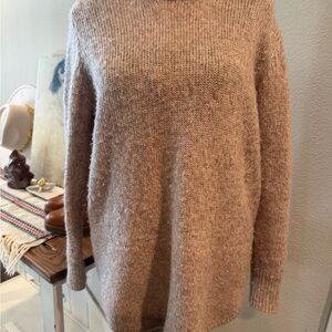 & Other Stories Tan Crew Neck Wool Blend Sweater Plush Knit